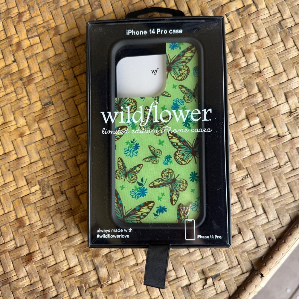 Wildflower iPhone 14 Pro Case Green Butterfly Limited Edition New Coquette